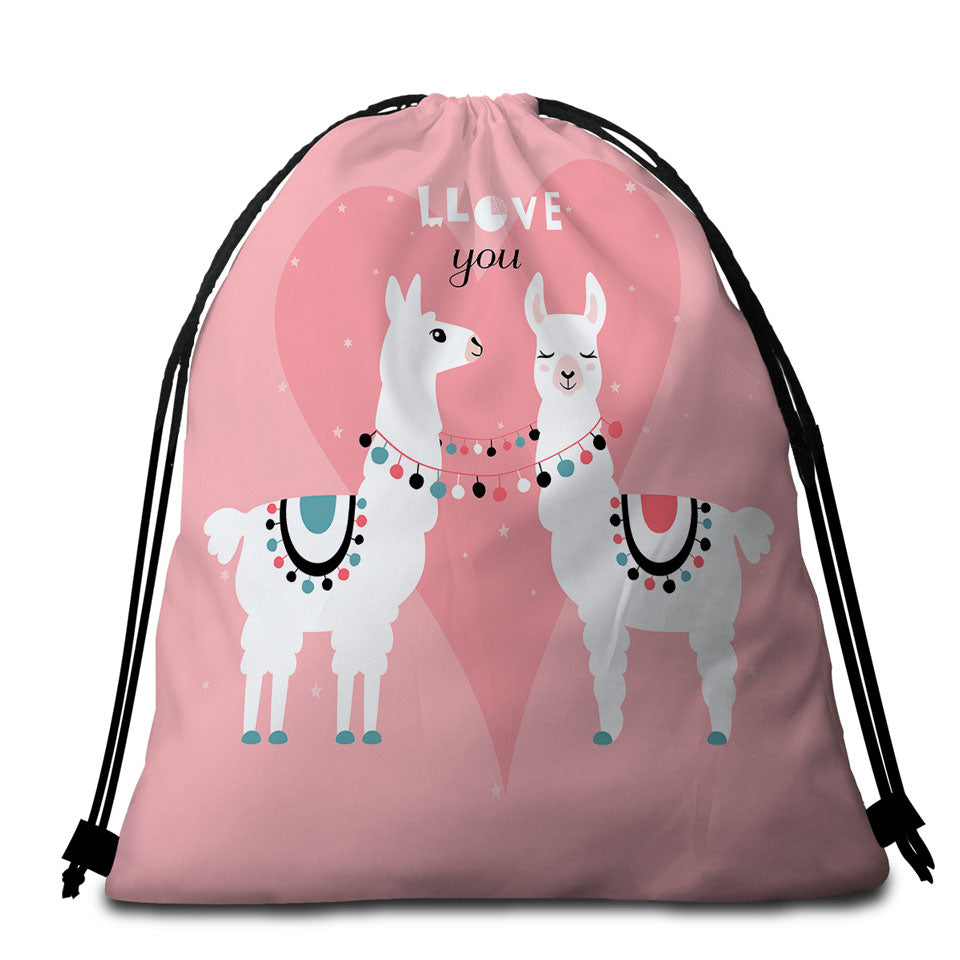 Llama Beach Towel Bags Llove You_ Cute Llamas Love