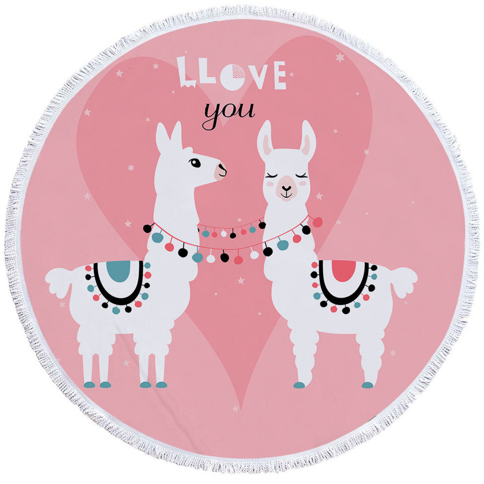 Llama Circle Towel Llove You_ Cute Llamas Love