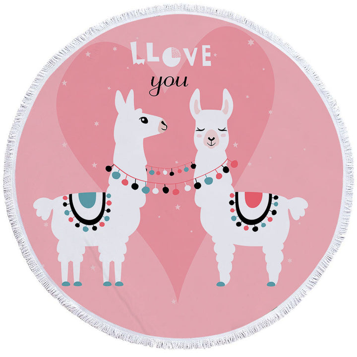 Llama Circle Towel Llove You_ Cute Llamas Love