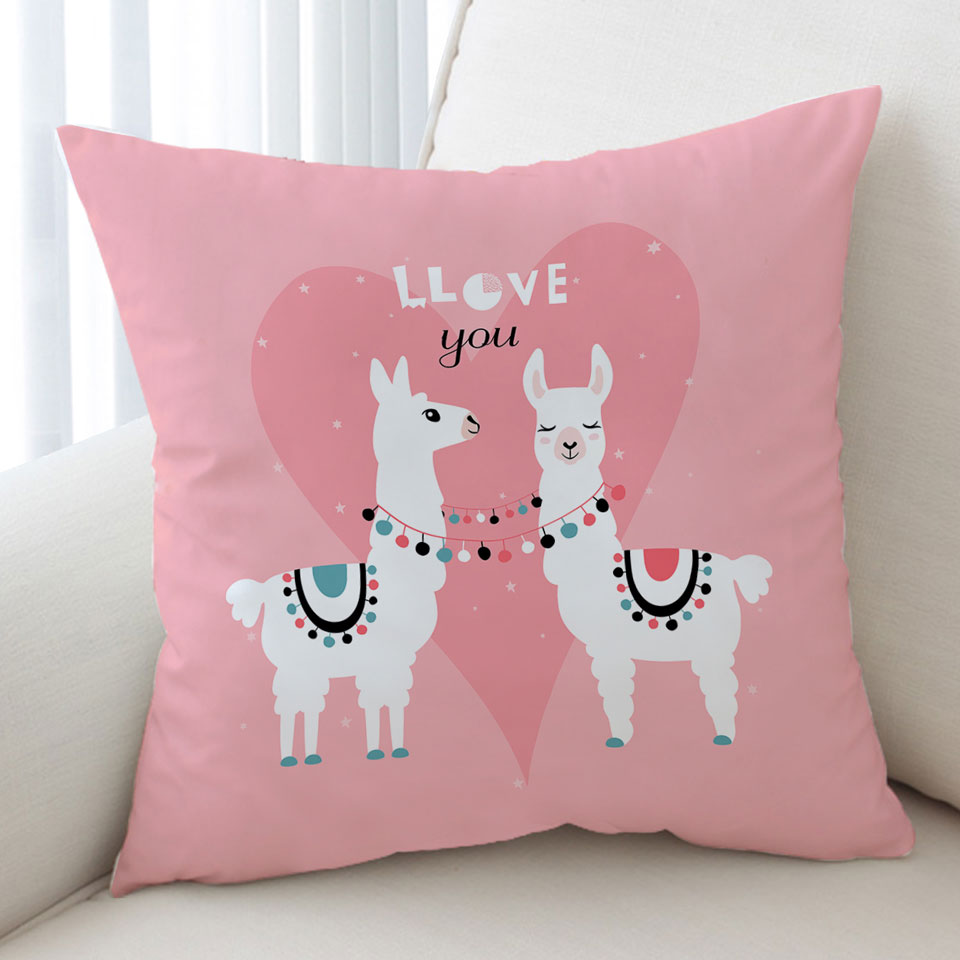 Llama Cushion Llove You_ Cute Llamas Love