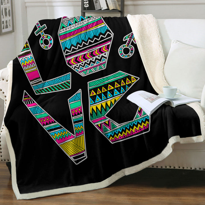 Love Multi Colored Retro Throw Blanket