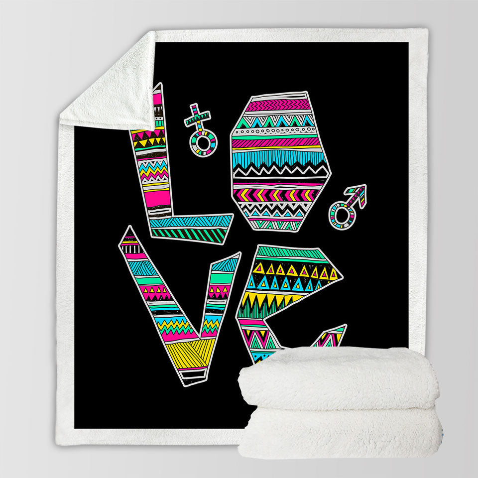 Love Multi Colored Retro Throws
