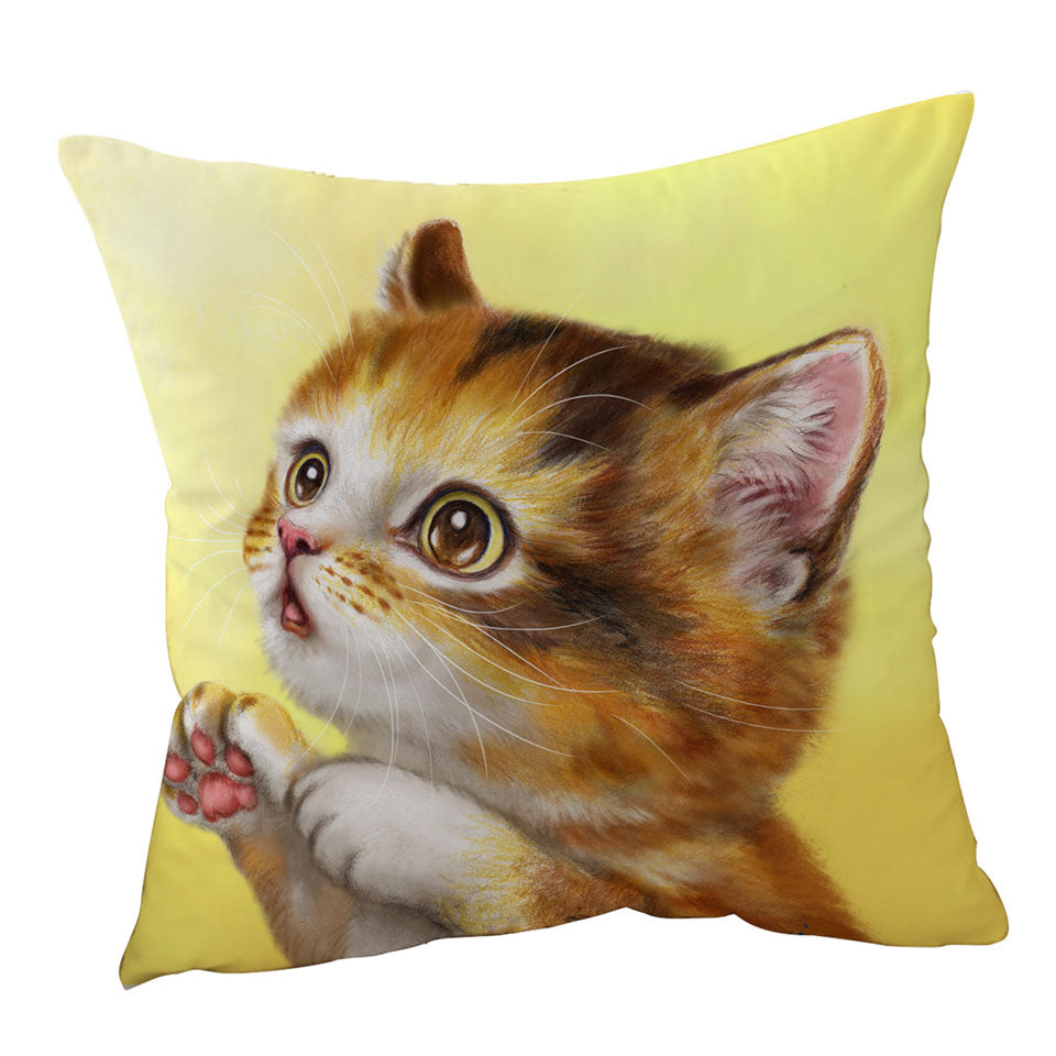 Lovely Children Cushions Cats Painting Curious Kitten