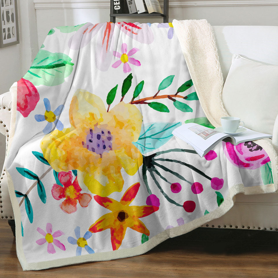 Lovely Couch Throws with Modest Painting Colorful Flowers