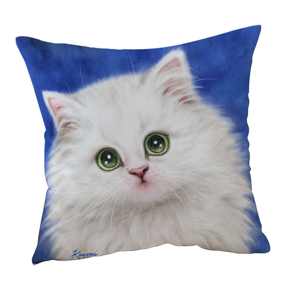 Lovely Cushions Innocent Face White Fluffy Kitty Cat