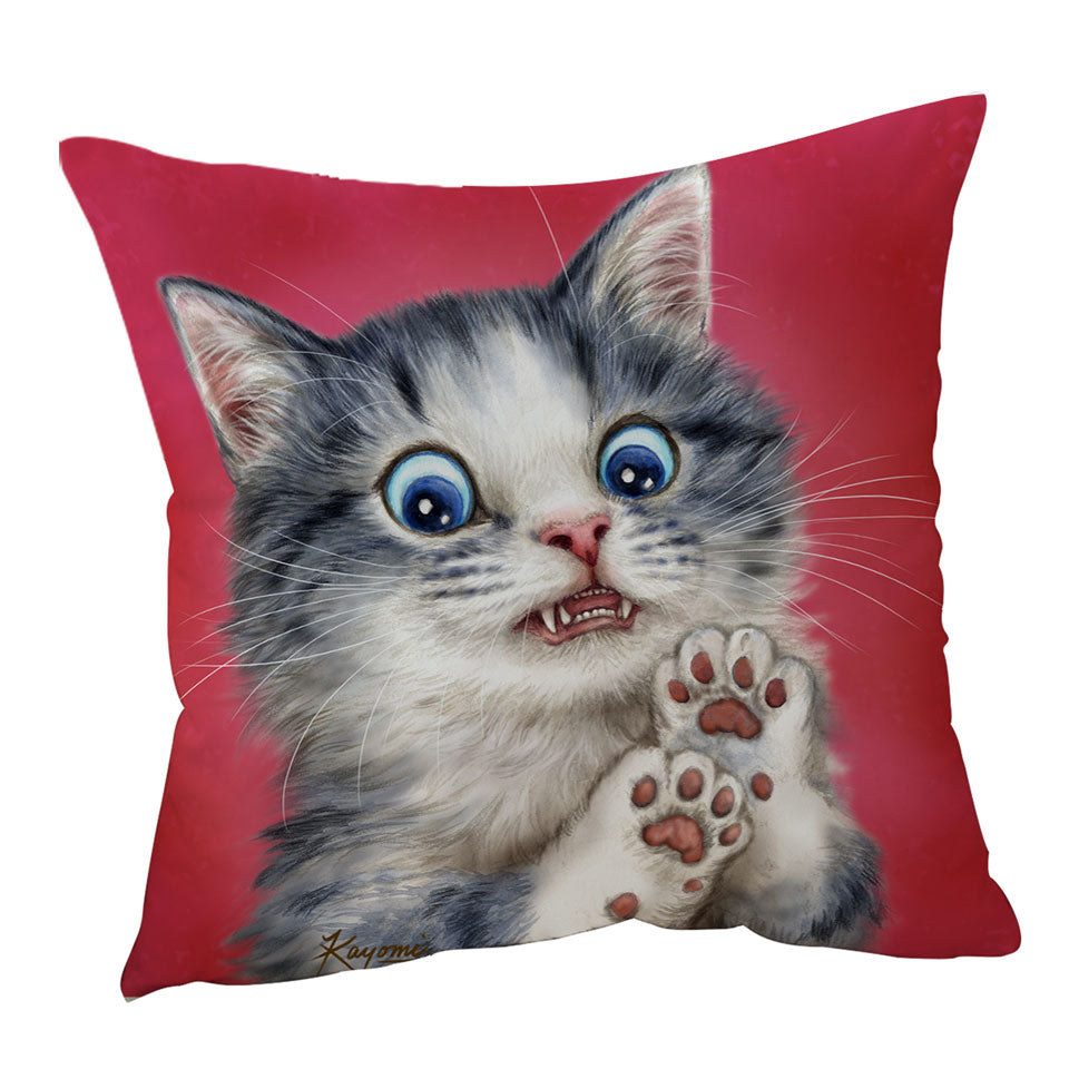 Lovely Decorative Cushions Baby Blue Eyes Scared Cat