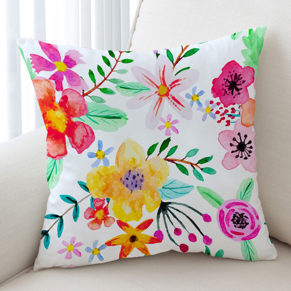Lovely Decorative Pillows with Modest Painting Colorful Flowers