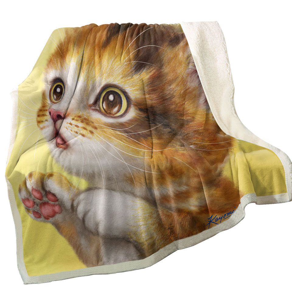 Lovely Decorative Throws Cats Painting Curious Kitten