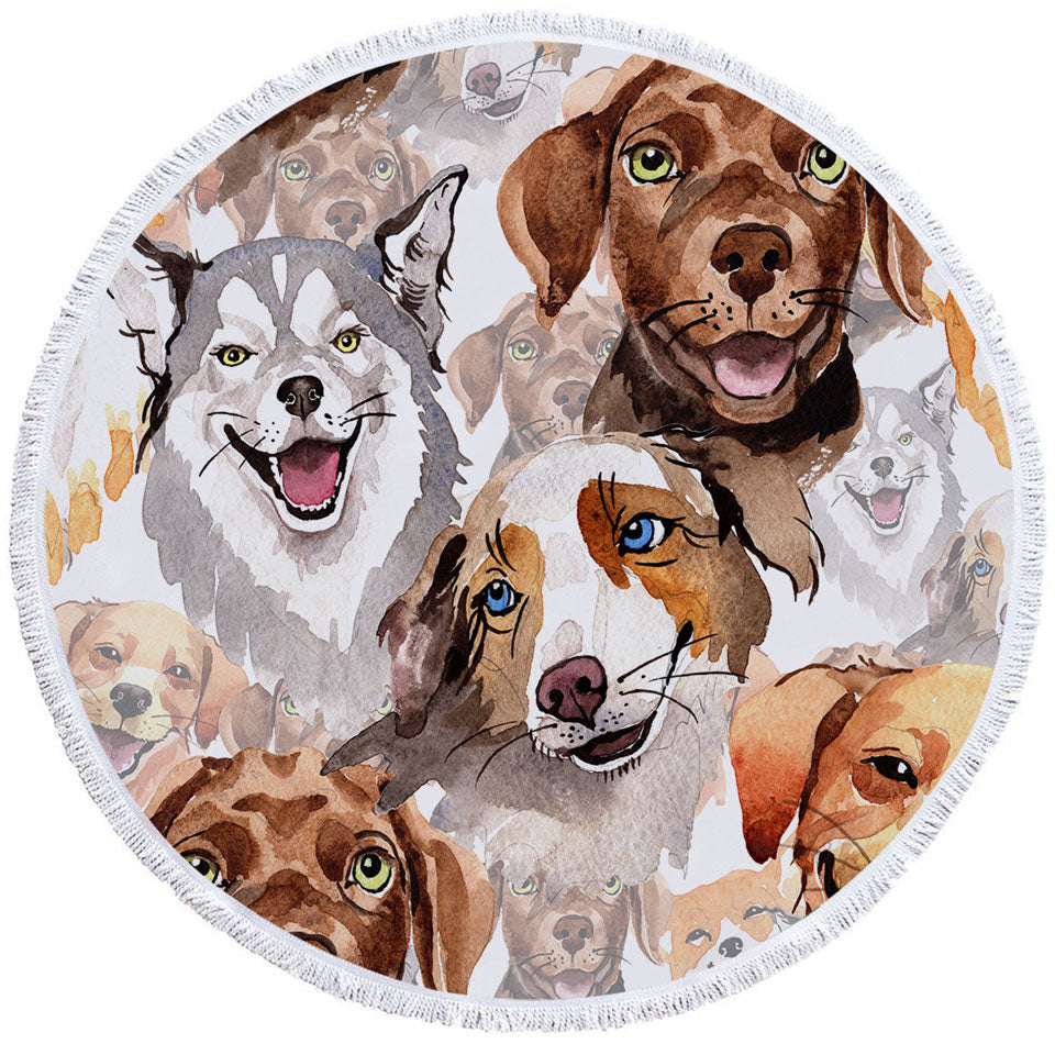 Lovely Dogs Round Beach Towel