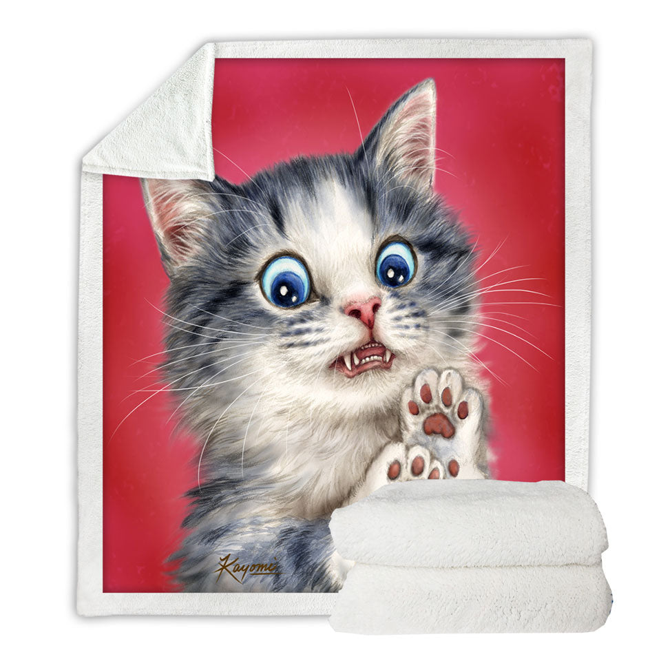 Lovely Lightweight Blankets Baby Blue Eyes Scared Cat