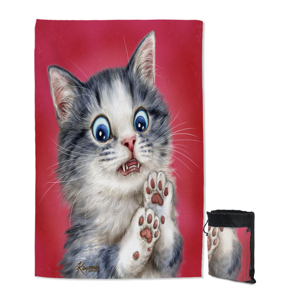 Lovely Microfiber Towels For Travel Baby Blue Eyes Scared Cat