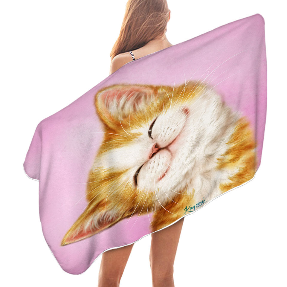 Lovely Microfibre Beach Towels Smile on Adorable Ginger Kitten