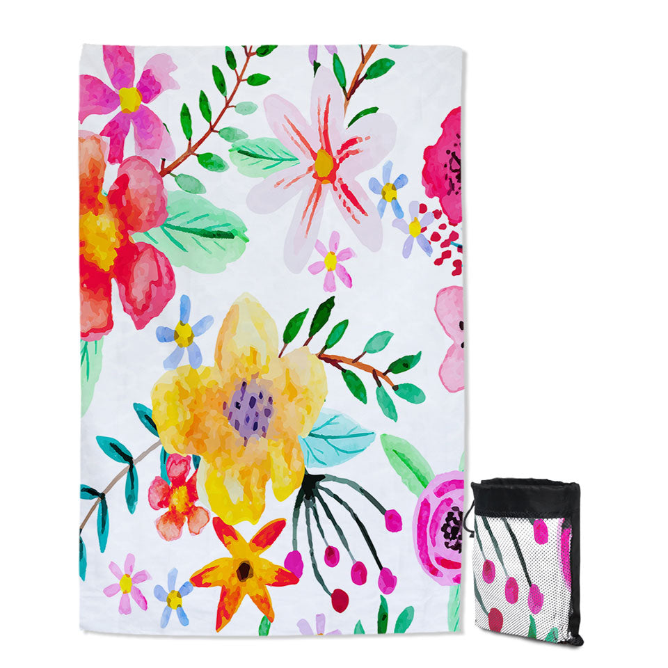 Lovely Quick Dry Beach Towel with Modest Painting Colorful Flowers