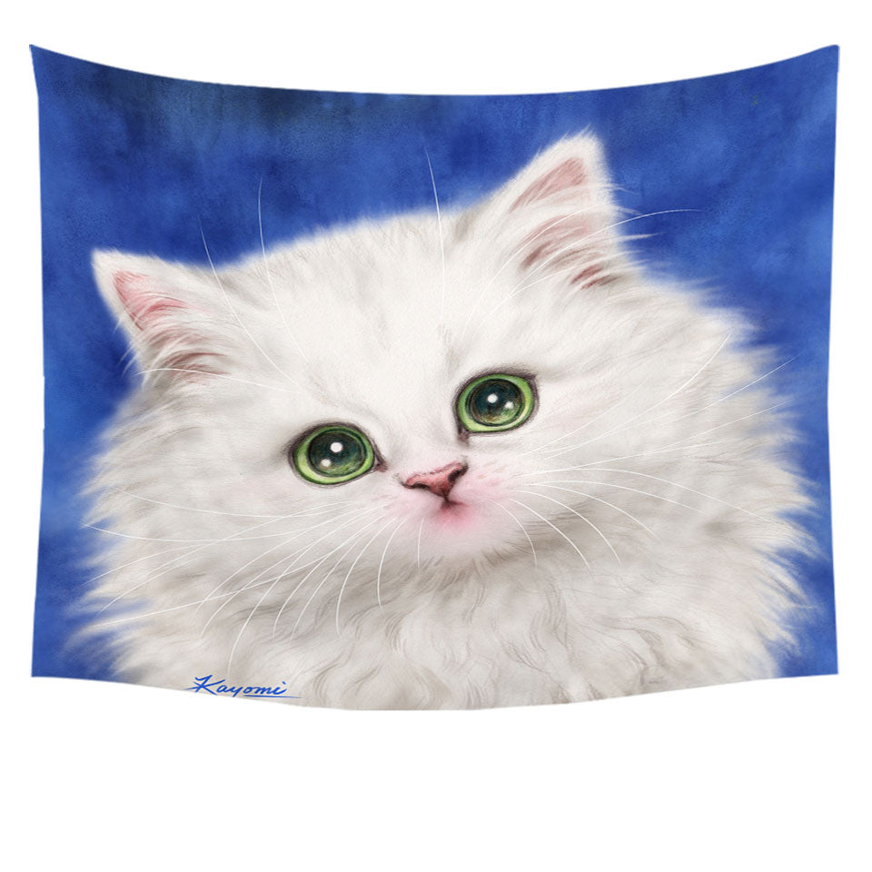 Lovely Wall Decor Innocent Face White Fluffy Kitty Cat