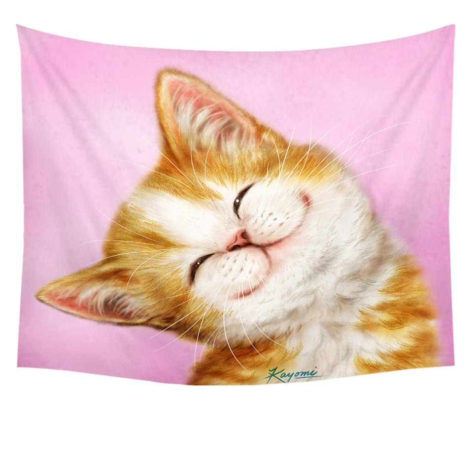 Lovely Wall Decor Tapestries Smile on Adorable Ginger Kitten