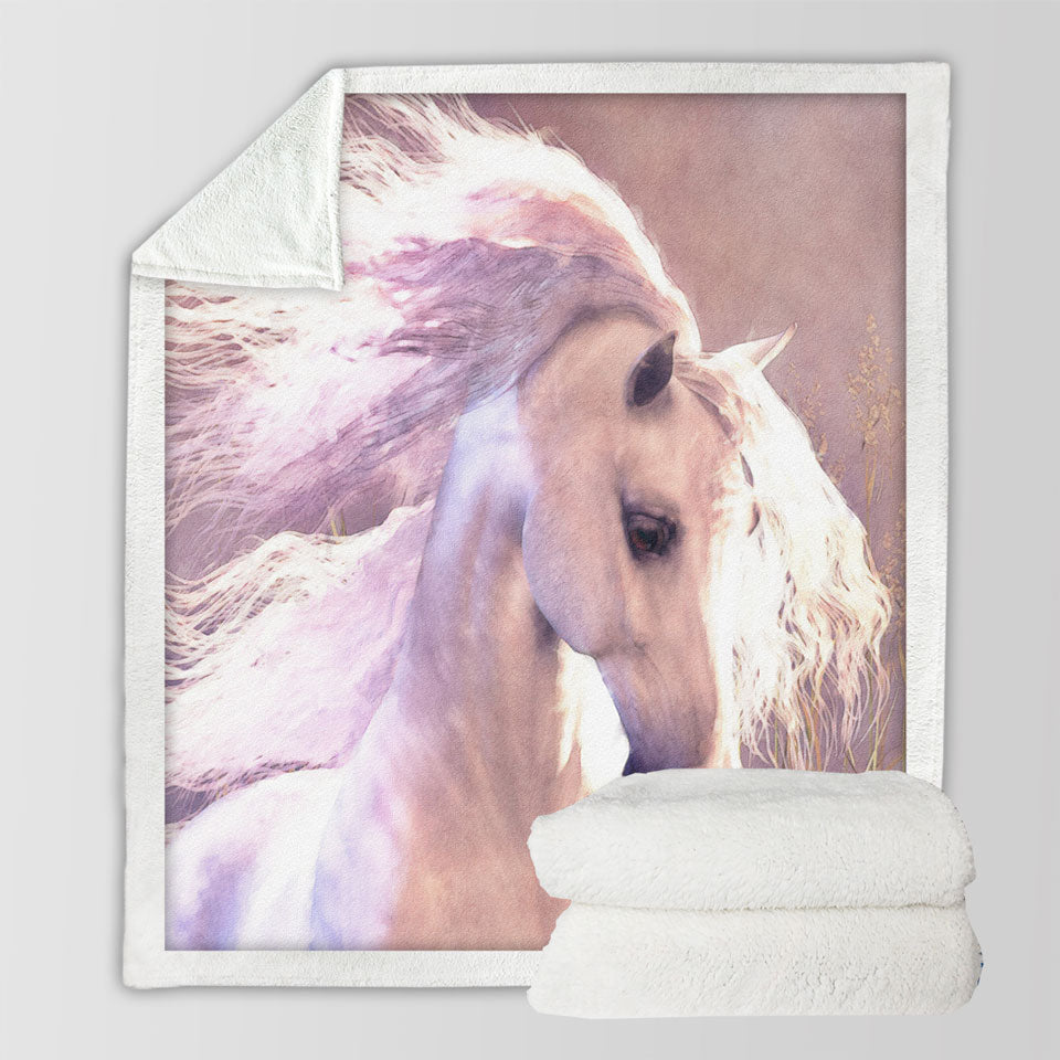 products/Lovely-White-Horse-Fleece-Blankets
