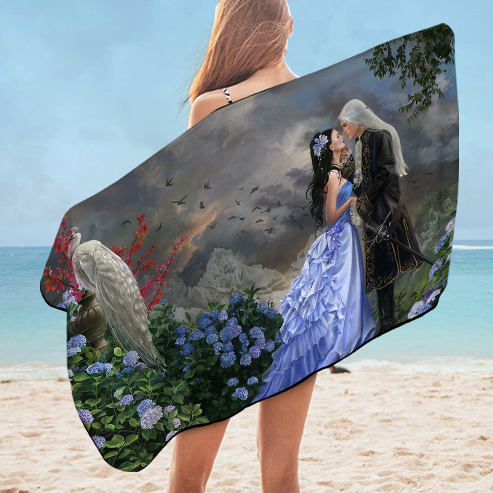 Lovers Fantasy Art Prince and Princess Beach Towels