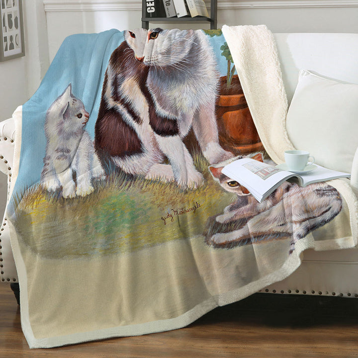 products/Lovey-Cat-Couch-Throws-Art-Painting-Momma-Cat-and-Kittens