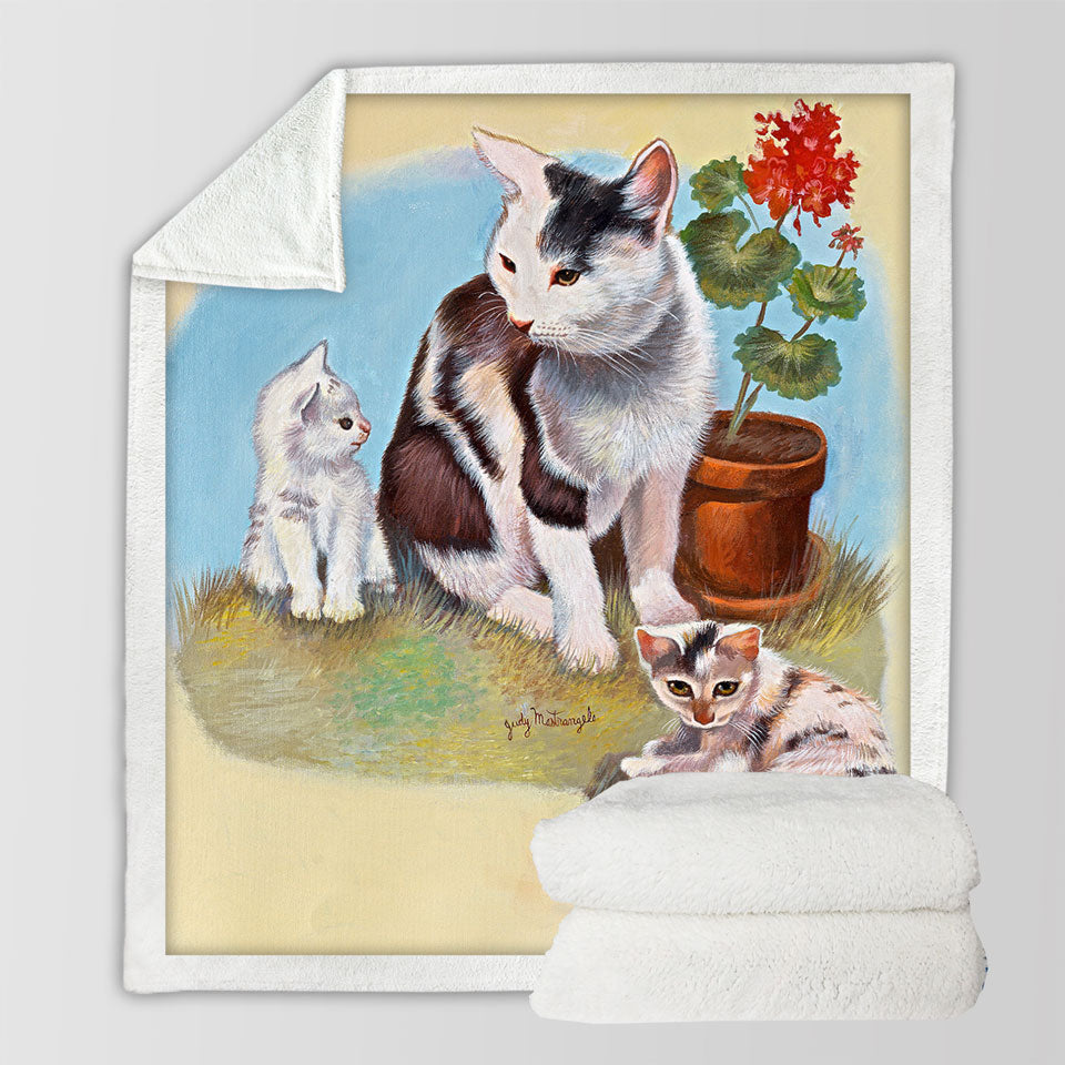 products/Lovey-Cat-Sofa-Blankets-Art-Painting-Momma-Cat-and-Kittens