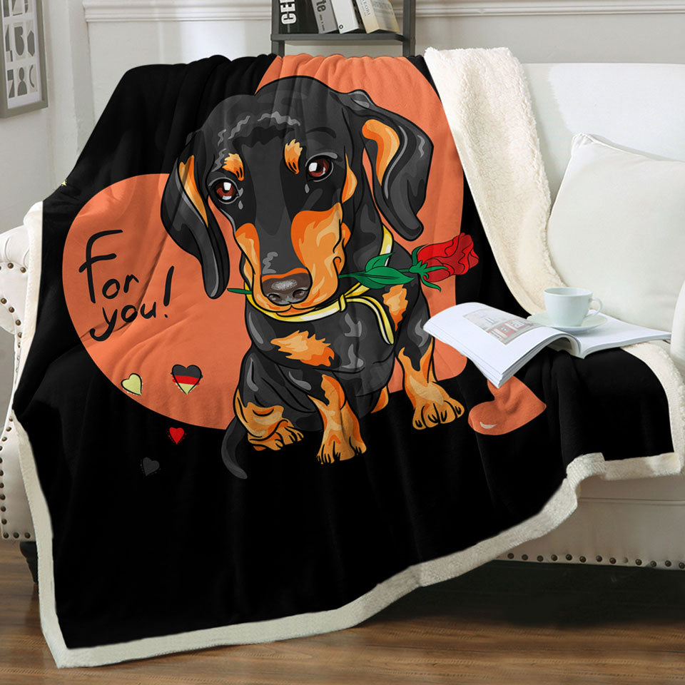 Loving Dachshund Dog Throw Blanket