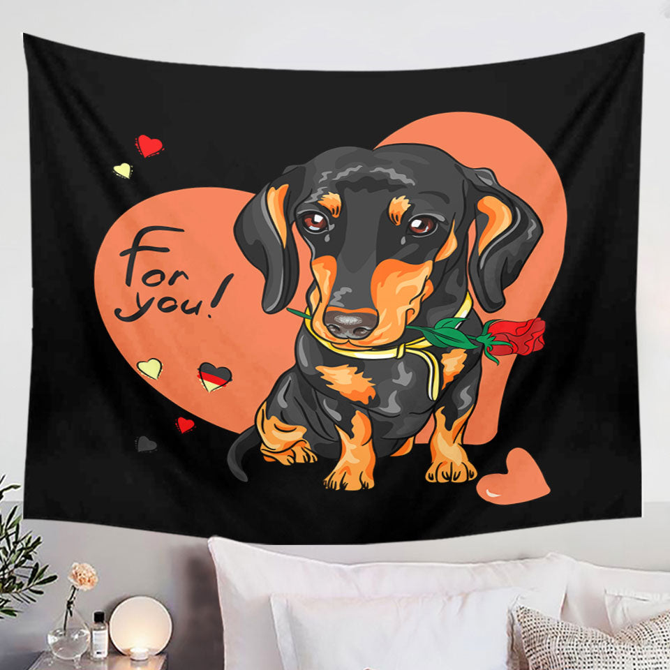 Loving Dachshund Dog Wall Decor Tapestry