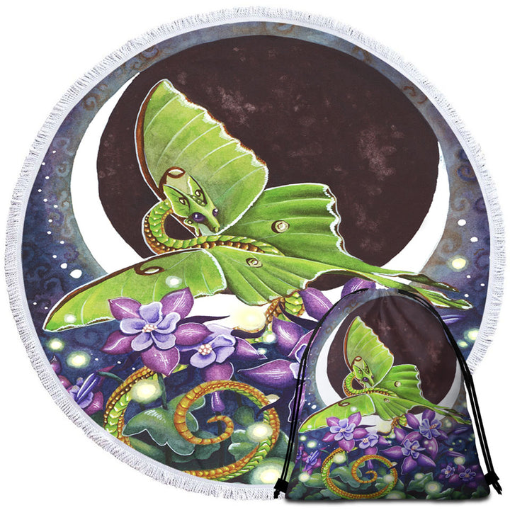 Luna Lights Dragon Flowers and the Moon Beach Towels and Bags Set