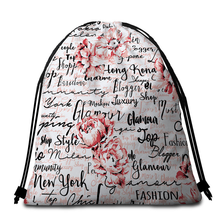 Luxury Glamour Roses Beach Towel Bags