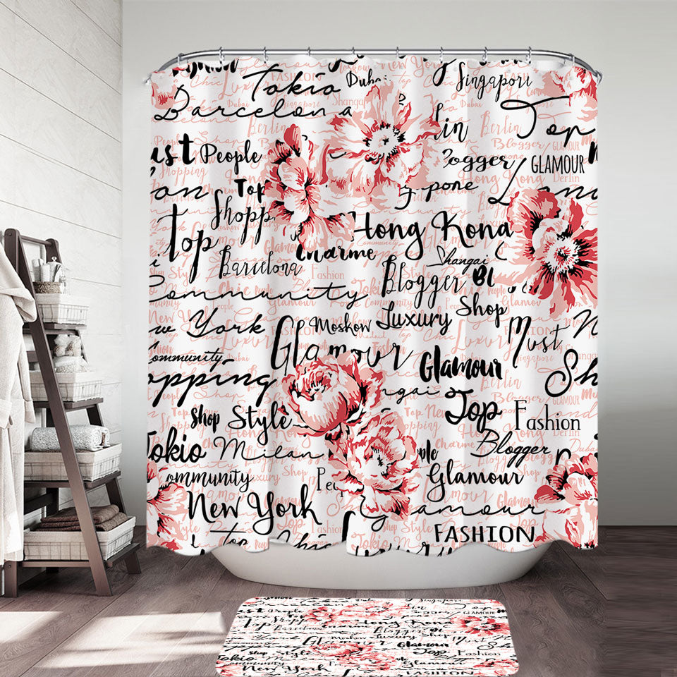 Luxury Glamour Roses Modern Shower Curtains