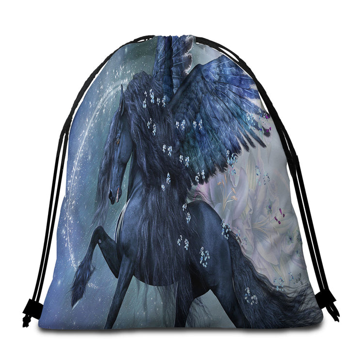 Magical Beach Towel Bags Angel Horse the Herald of Spring