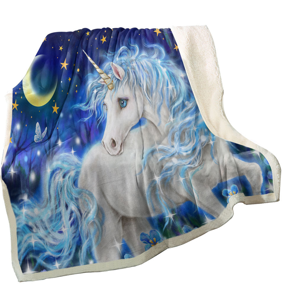 Magical Fantasy Designs Blue Night Unicorn Lightweight Blankets