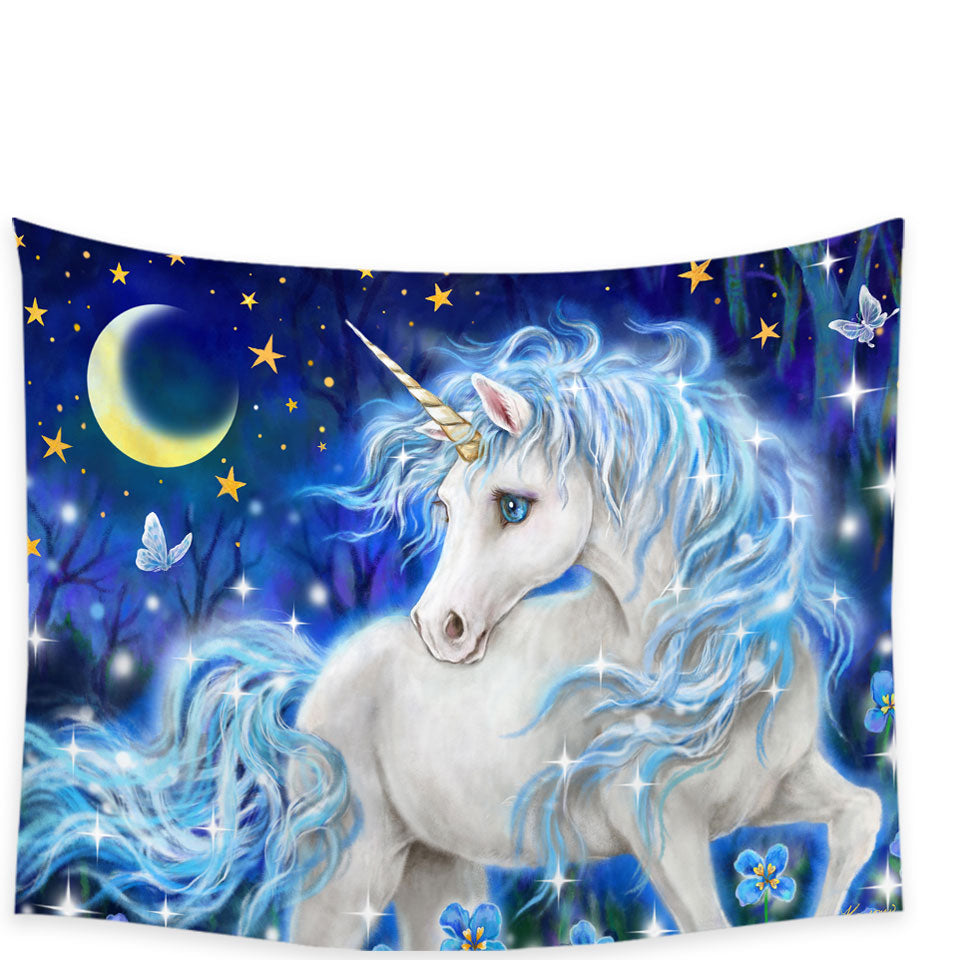 Magical Fantasy Designs Blue Night Unicorn Tapestry