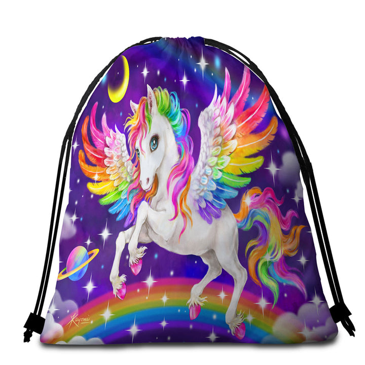 Magical Galaxy Space Colorful Rainbow Pegasus Beach Towel Pack