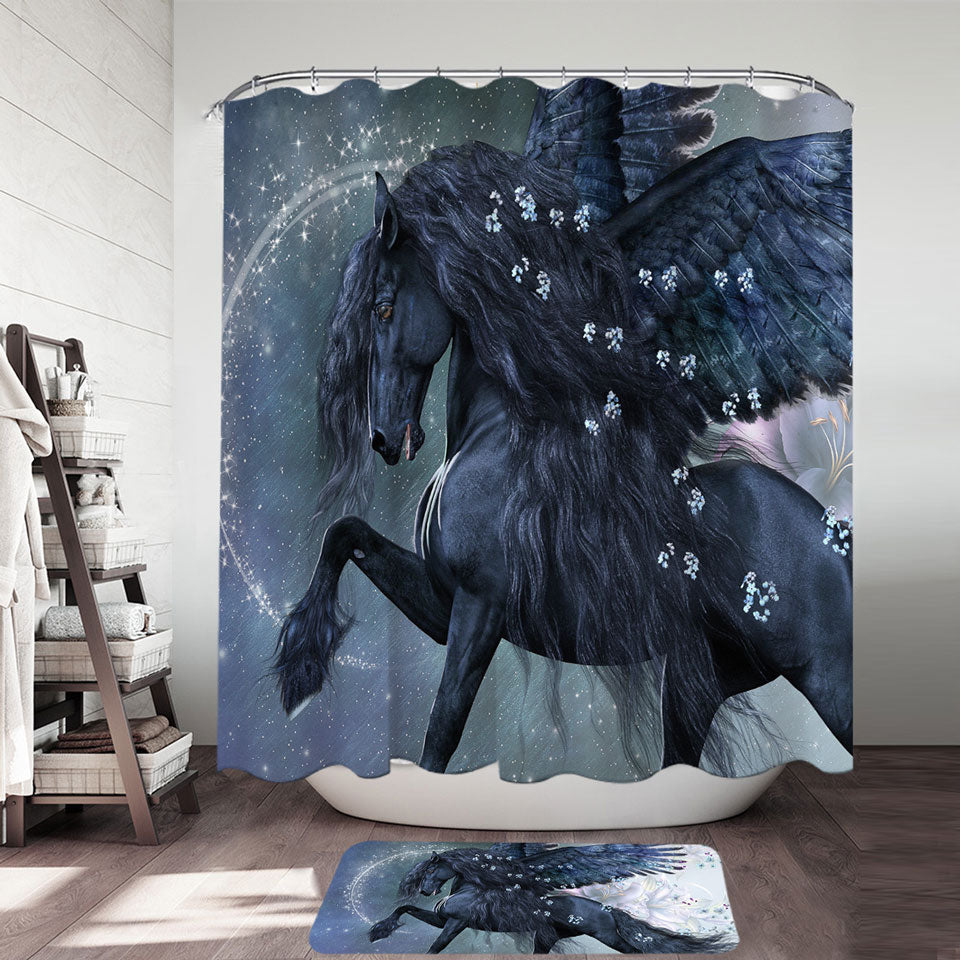 Magical Shower Curtains Angel Horse the Herald of Spring