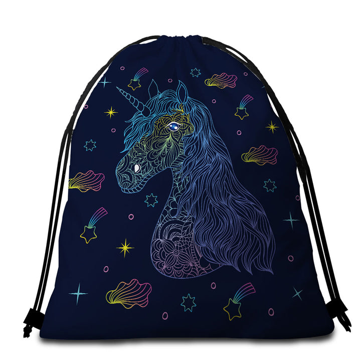 Magical Skies and Unicorn Packable Beach Towel