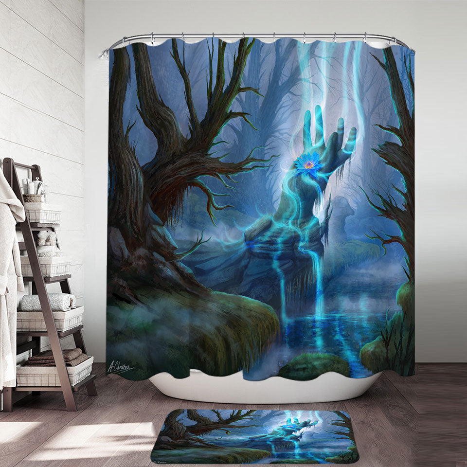 Magical Swamp Fantasy Art Inexpensive Shower Curtains