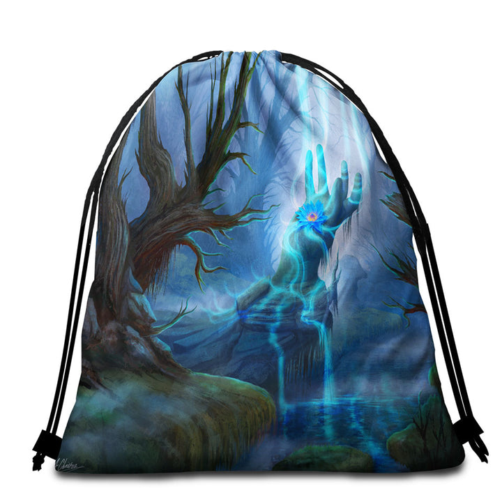 Unique Beach Bags and Towels with Fantasy Art Butterfly Girl the Dragon Keeper