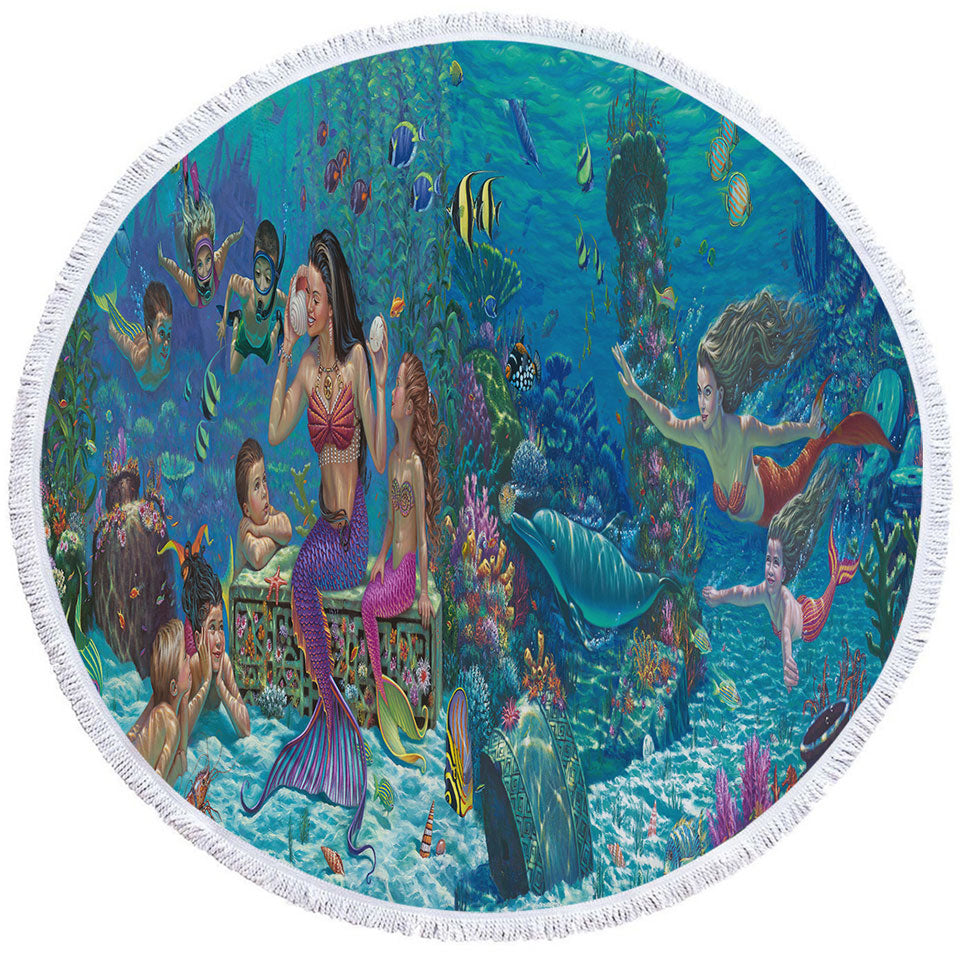 Magical Underwater Art the Mermaids Circle Beach Towel