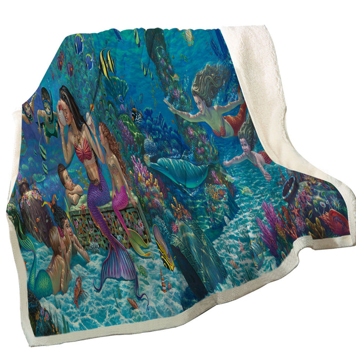 Magical Underwater Art the Mermaids Lightweight Blankets