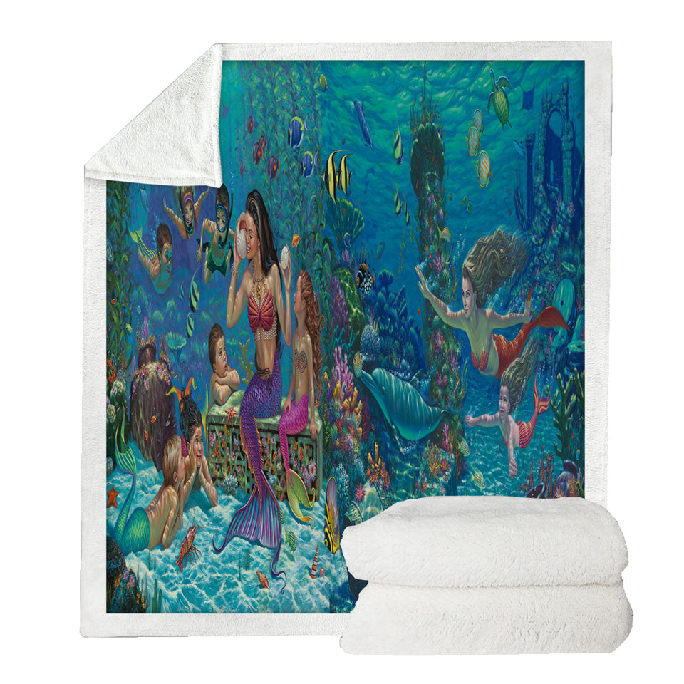 Magical Underwater Art the Mermaids Throw Blanket