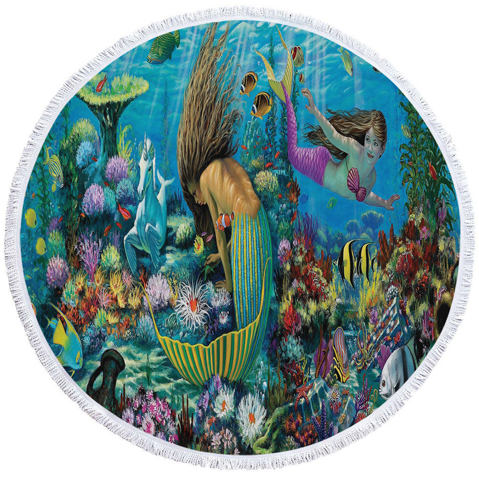 Magical Underwater Corals in the Mermaids Best Beach Towels