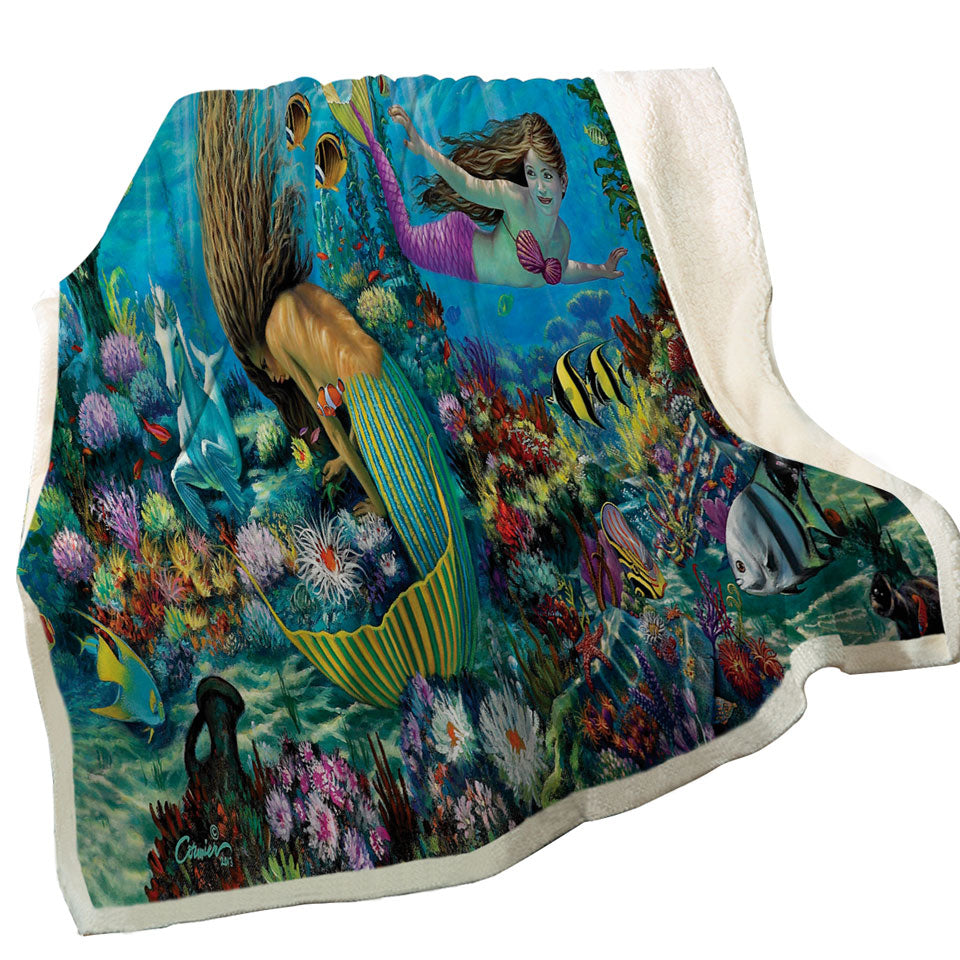 Magical Underwater Corals in the Mermaids Fleece Blankets