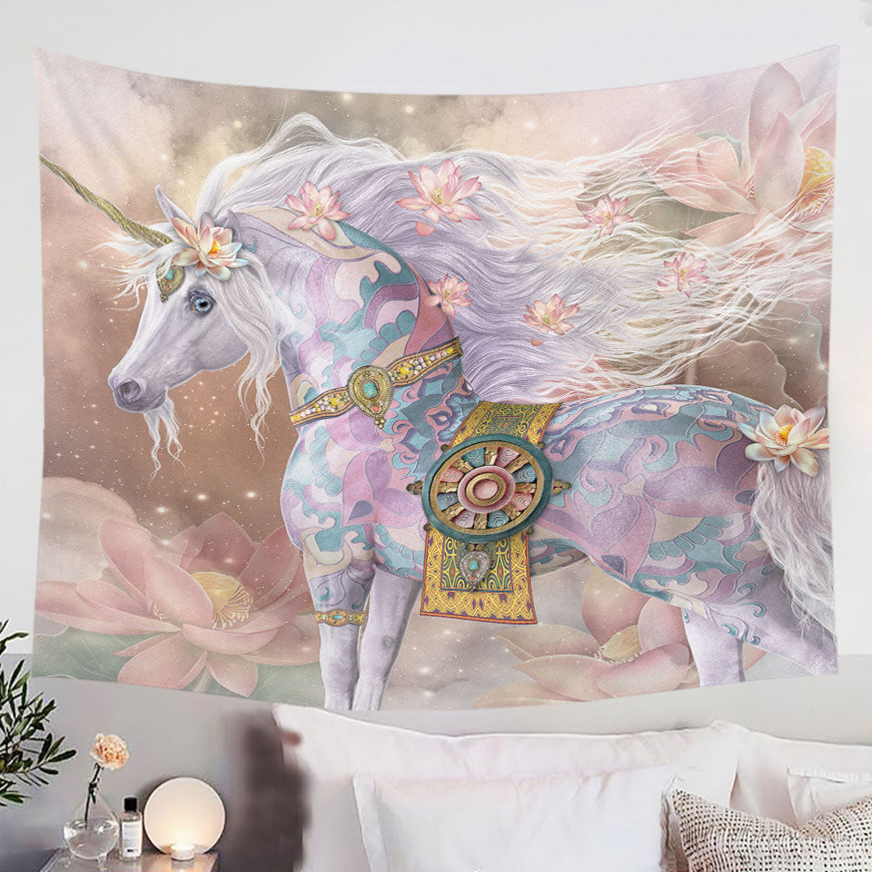 Magical-Unicorn-Art-Pinkish-Lotus-Blossom-Tapestry