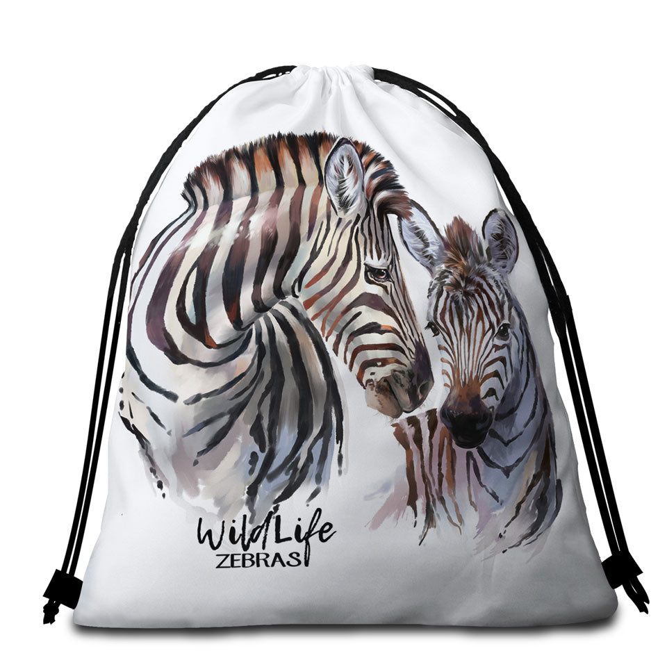 Magnificent Wildlife Beach Towel Bags Art Zebras