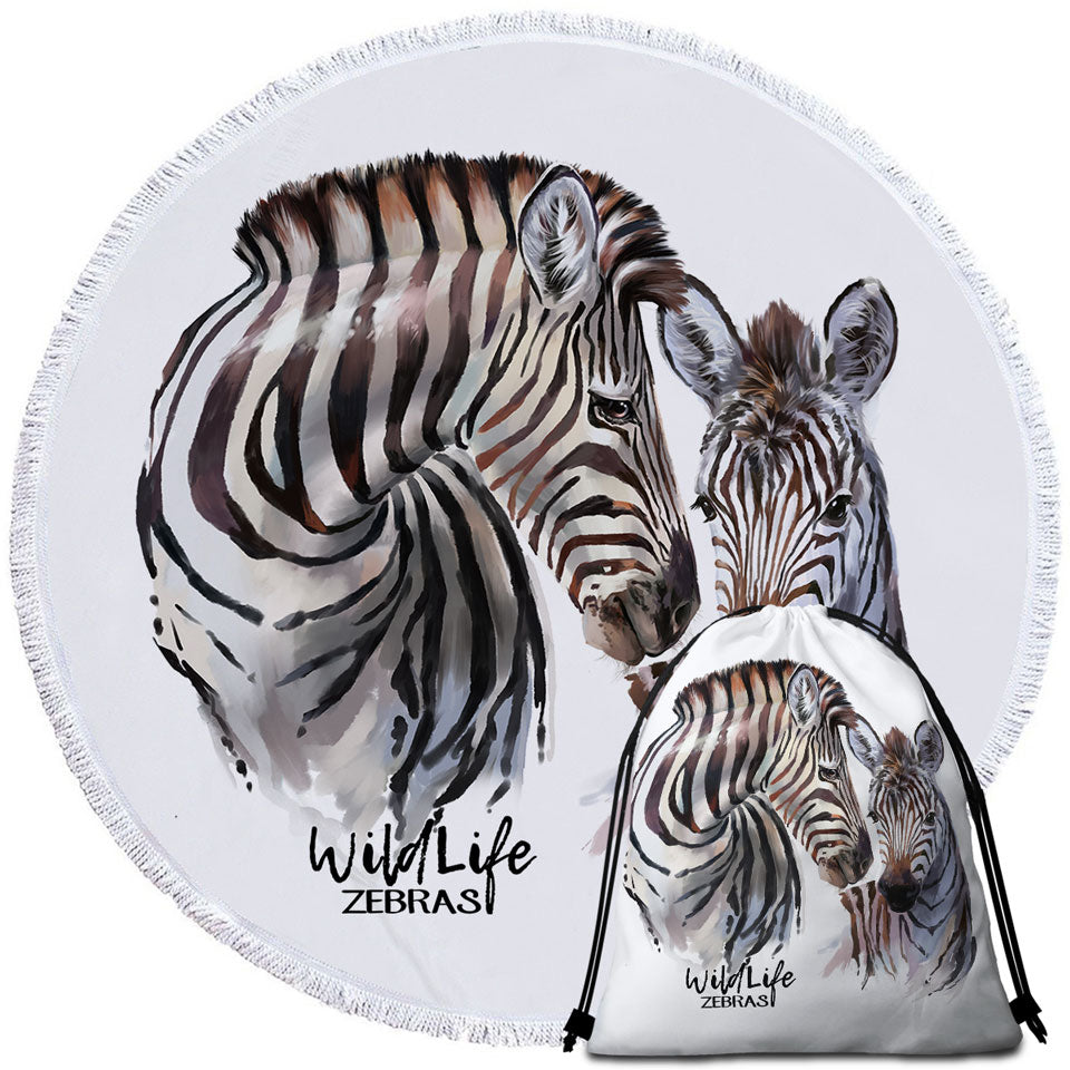 Magnificent Wildlife Circle Beach Towel Art Zebras
