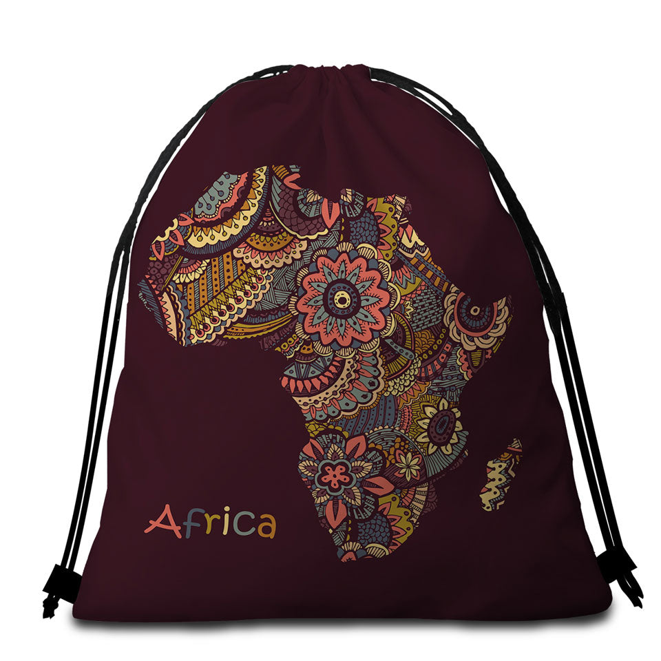 Mandala Africa Map Beach Towels and Bags Set