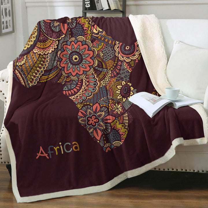 Mandala Africa Map Couch Throws
