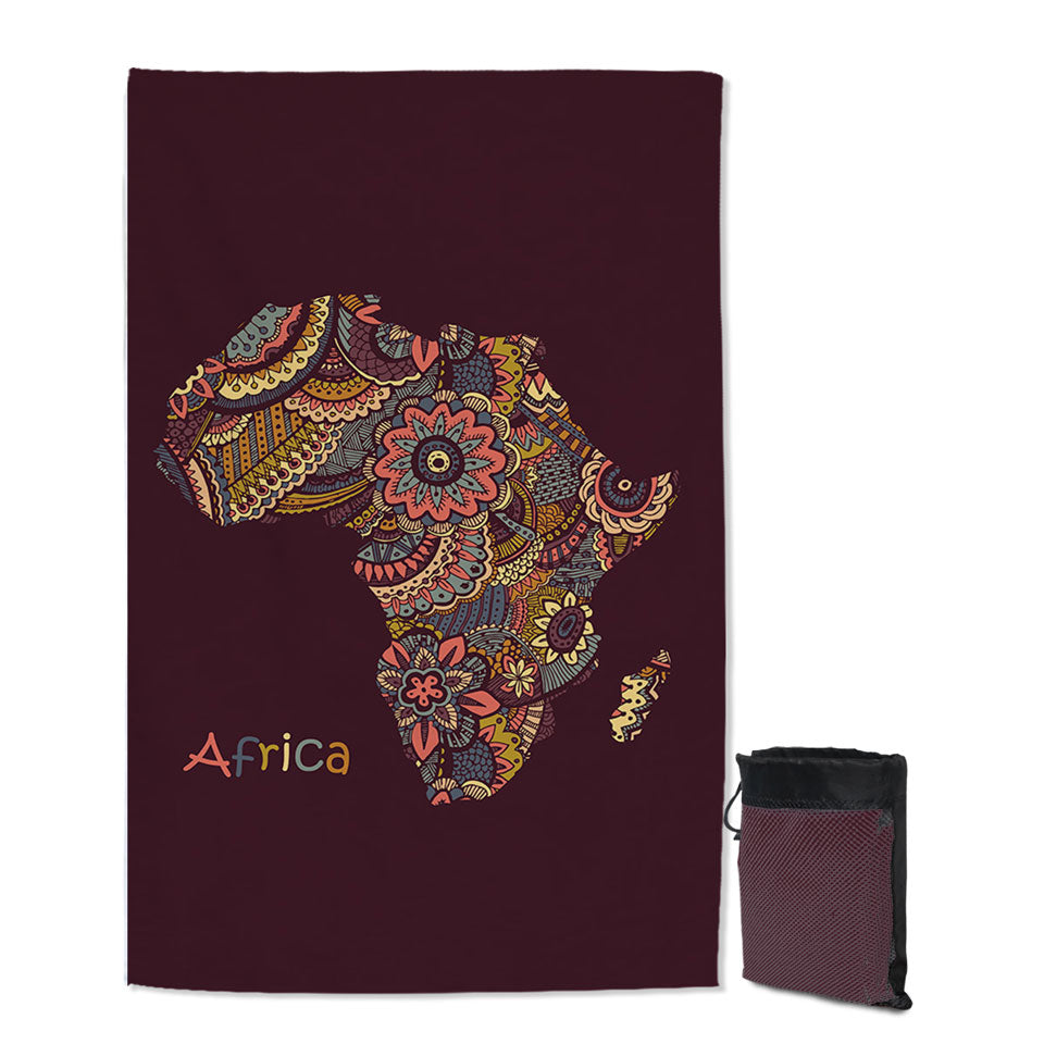 Mandala Africa Map Lightweight Beach Towel