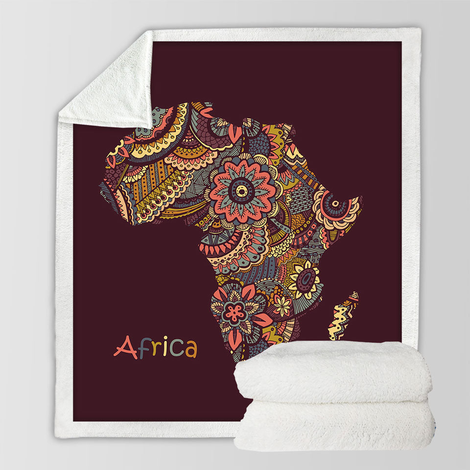 Mandala Africa Map Throw Blanket