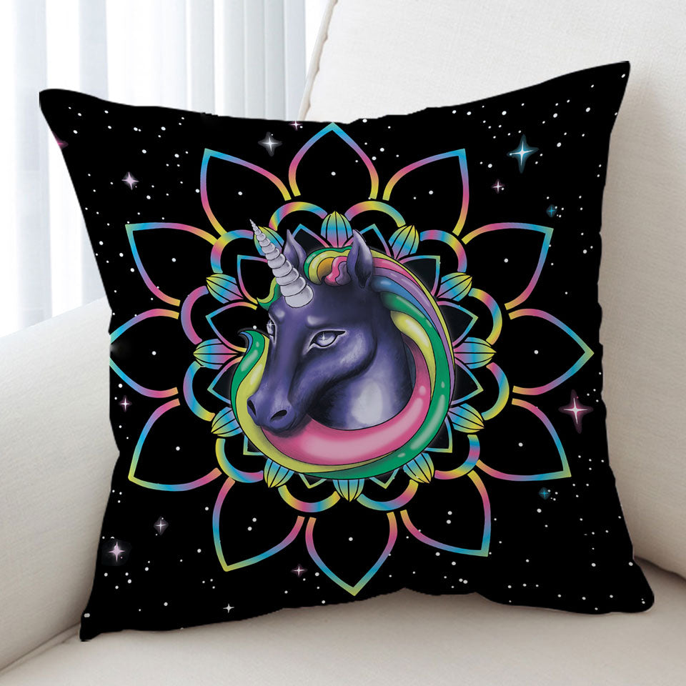Mandala Unicorn in Space Unique Decorative Pillows