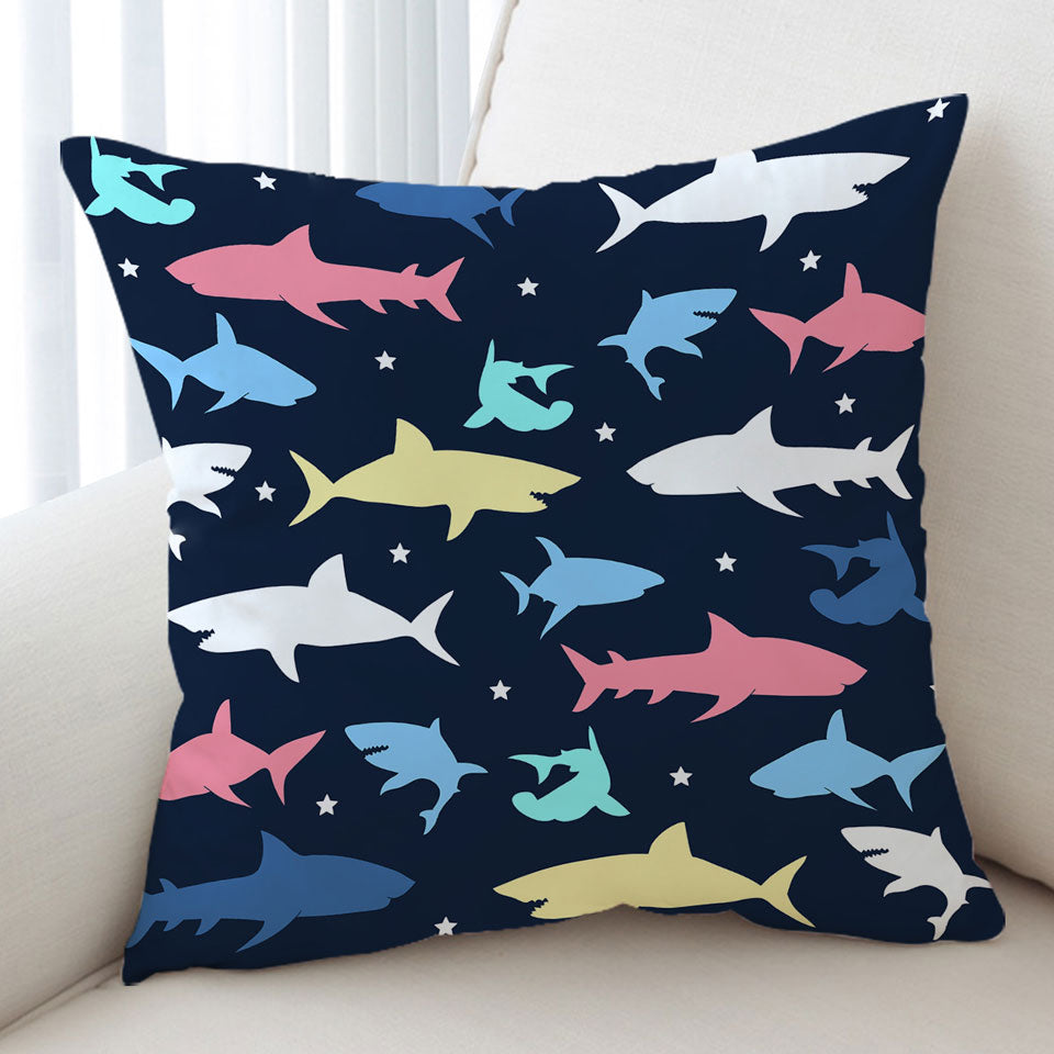 Marine Animals Throw Pillow Multi Colored Sharks